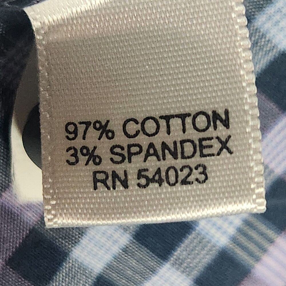 Banana Republic XL Plaid Snap Button Shirt Western Blue Purple Mens XL Stretch - Picture 8 of 8